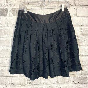 Anthropologie Plenty Tracy Reese Black Pleated Sheer Crochet Lace A-Line Skirt